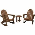 Polywood Vineyard Teak Patio Set with Side Table and 2 Adirondack Rocking Chairs 633PWS4081TE